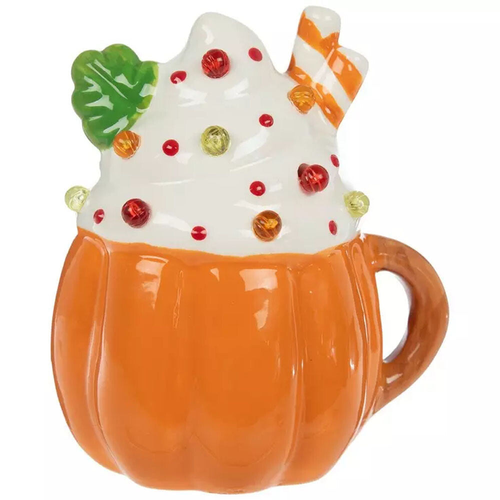 HL Fall Decor - Light Up Ceramic Pumpkin Mug Cupcakes 2pc Set