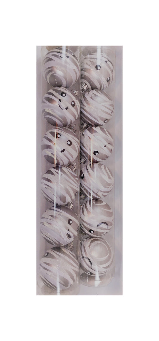 Darice Halloween Decor - Assorted 60mm Ornament Bulbs (Mummy 2 Sets)