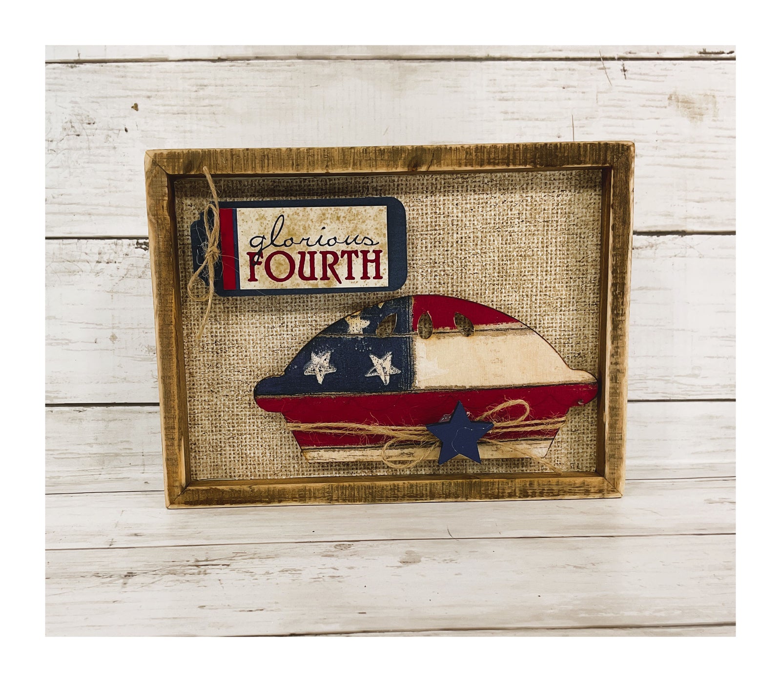 AGD Patriotic Decor- Glorious July 4th Apple-pie Wood Inset Sign