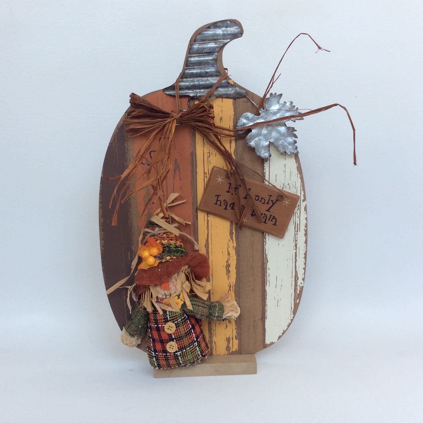 AGD Fall Decor - Scarecrow Had A Brain Tall Slat Pallet Pumpkin