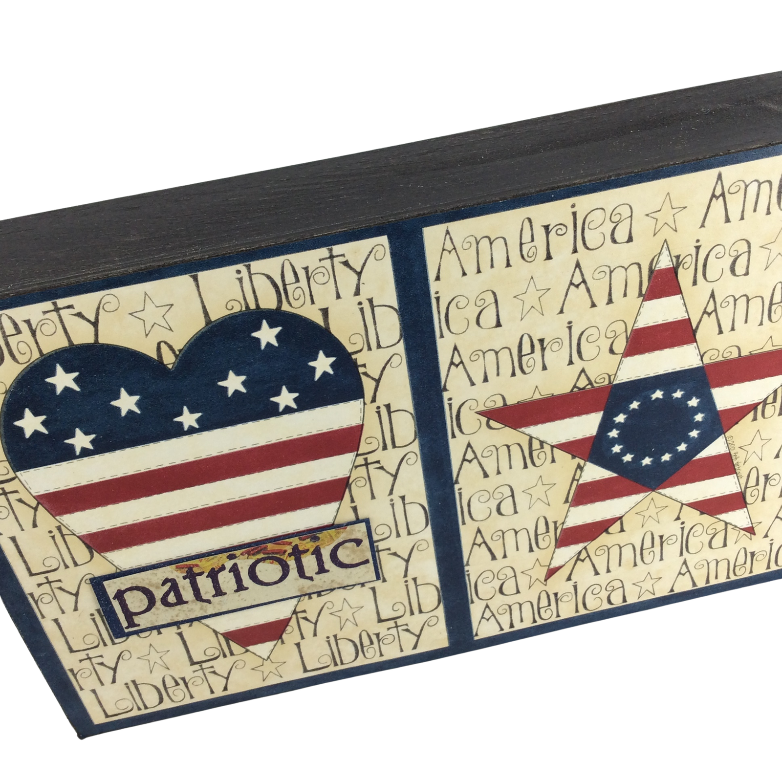 AGD Patriotic Decor - Patriotic Prim Heart Star Americana Box Sign