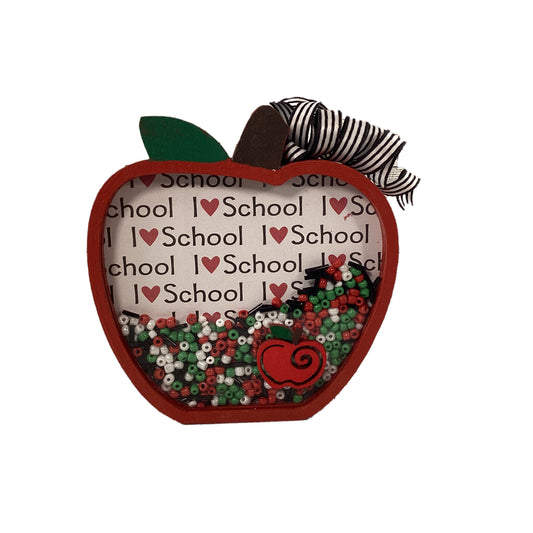 AGD Fall Decor - Teacher I Love School Chunky Wood Shaker Sitter