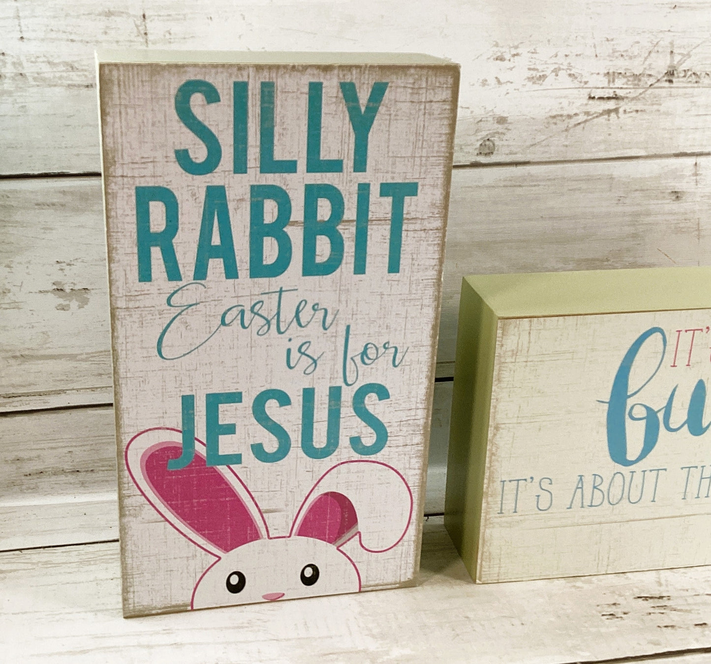 HL Easter Decor - About the Lamb & Silly Rabbit Sign 2pc