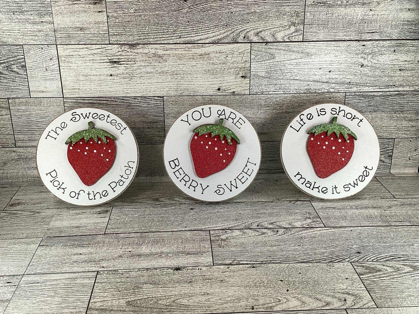 AGD Spring Decor - Summer Strawberry Theme Tier Tray Decor 4pc Set
