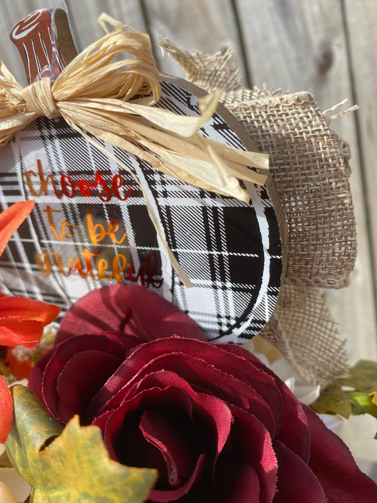 AGD Fall Decor  – Grateful Pumpkin Patch Tin Metal Floral Centerpiece