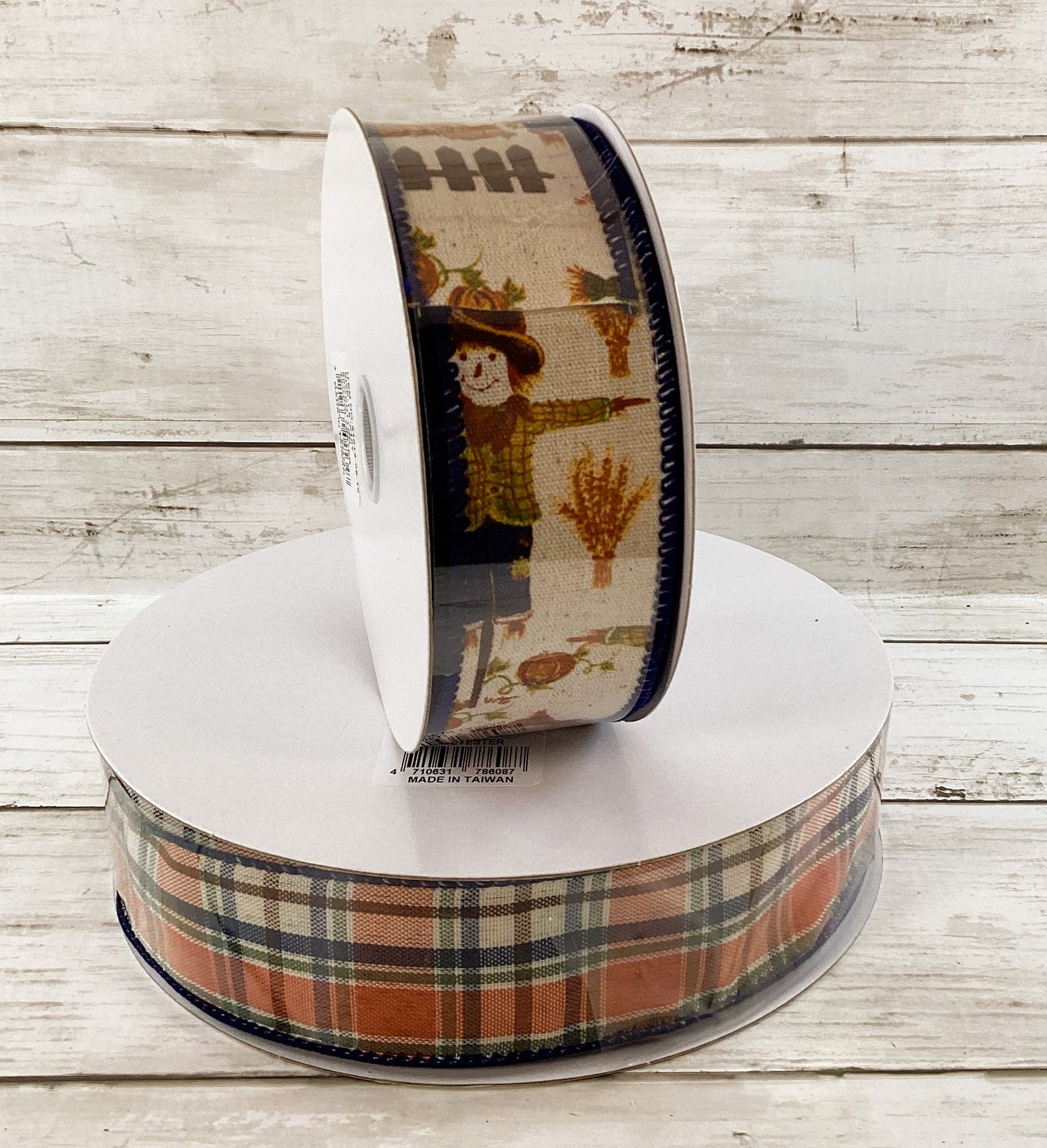 Fall Craft Supply Scare Crow Theme Natural Linen Ribbon 1.5-inch 20yds 2pc Set