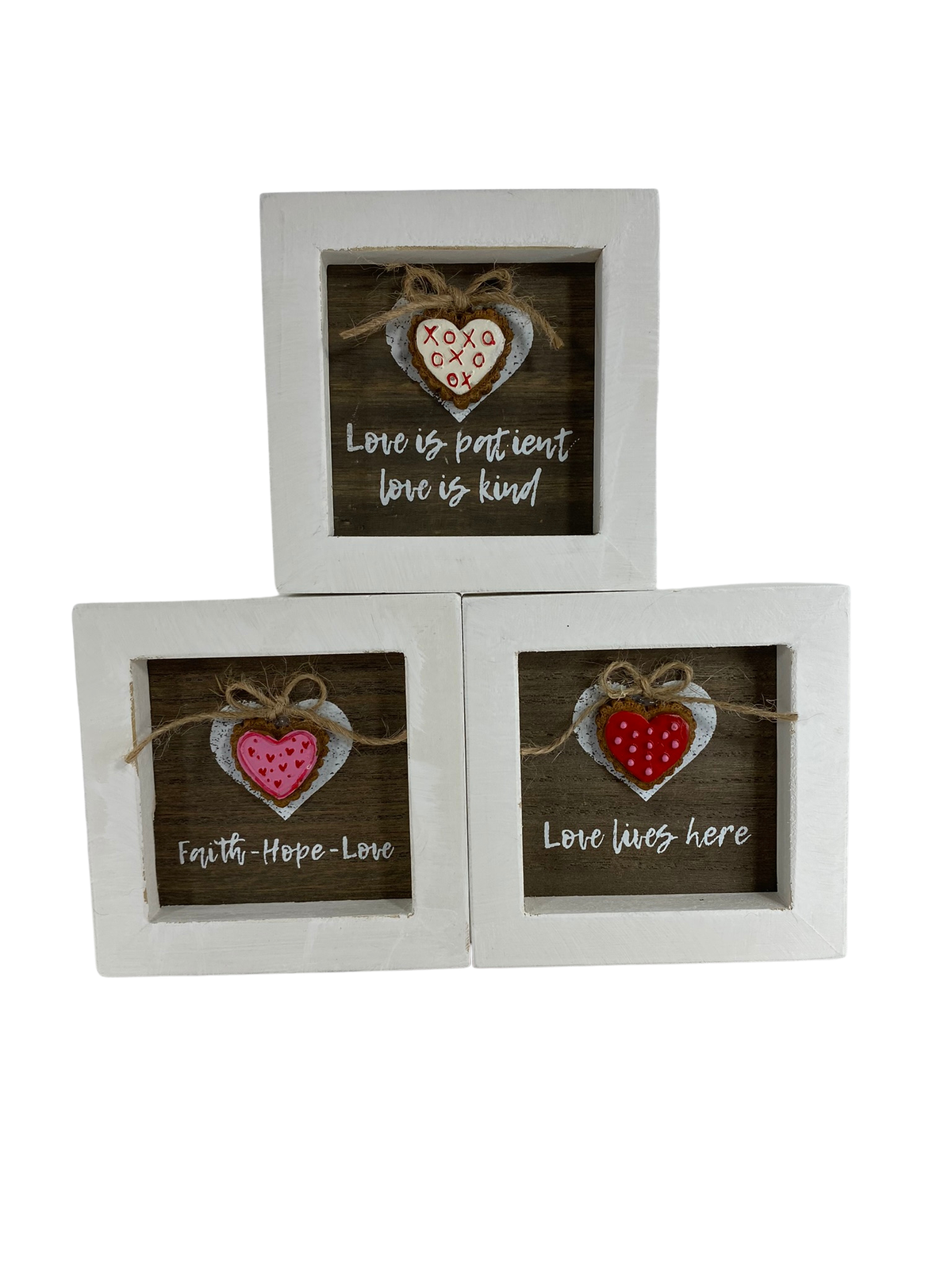 AGD Valentines - Faith Hope Love Is Patient Lives Here 3pc Signs