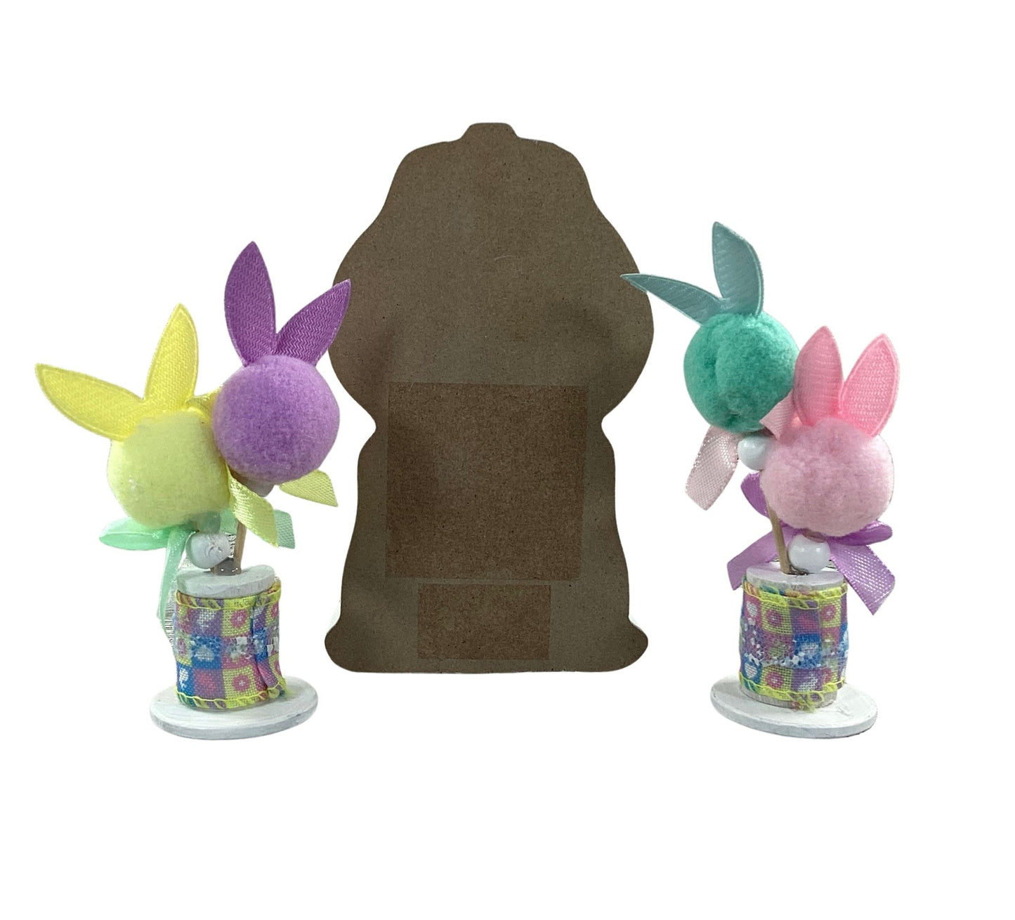 AGD Easter Decor - MDF Gumball Machine and Pom Pom Bunny Tier Tray 3pc