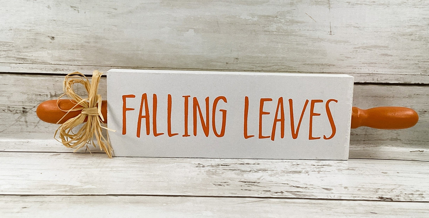 AGD Fall Decor - Falling Leaves Hello Pumpkin Wood Rolling Pin Signs 3pc