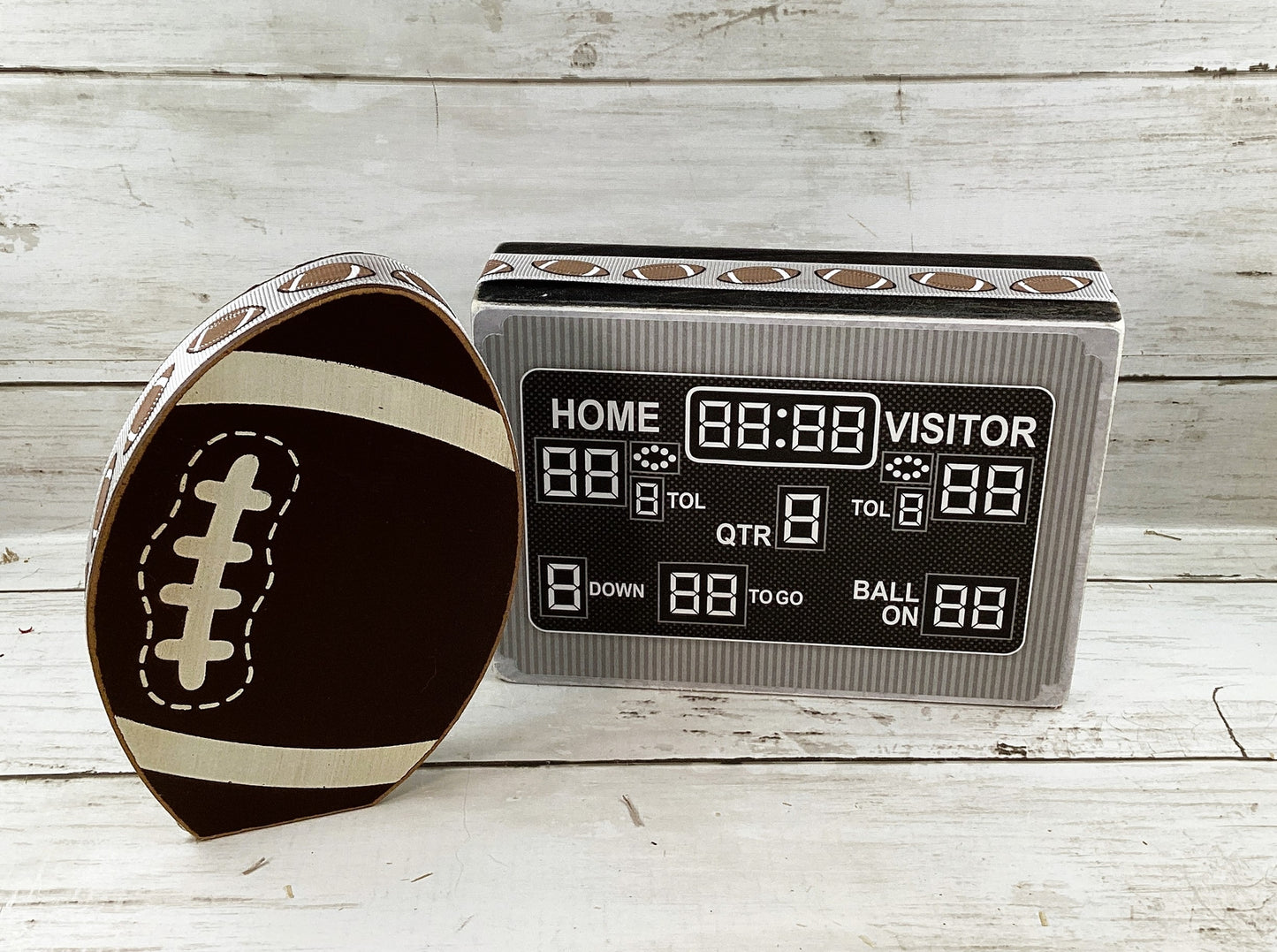 AGD Fall Decor - Chunky Football Touchdown Scoreboard Sign 2pc Set