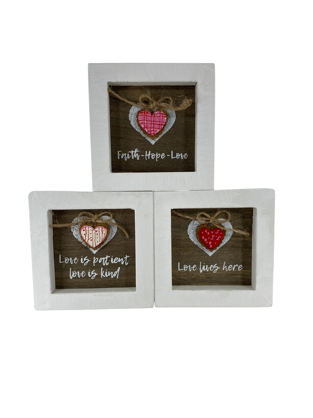 AGD Valentines - Faith Hope Love Is Patient Lives Here 3pc Signs