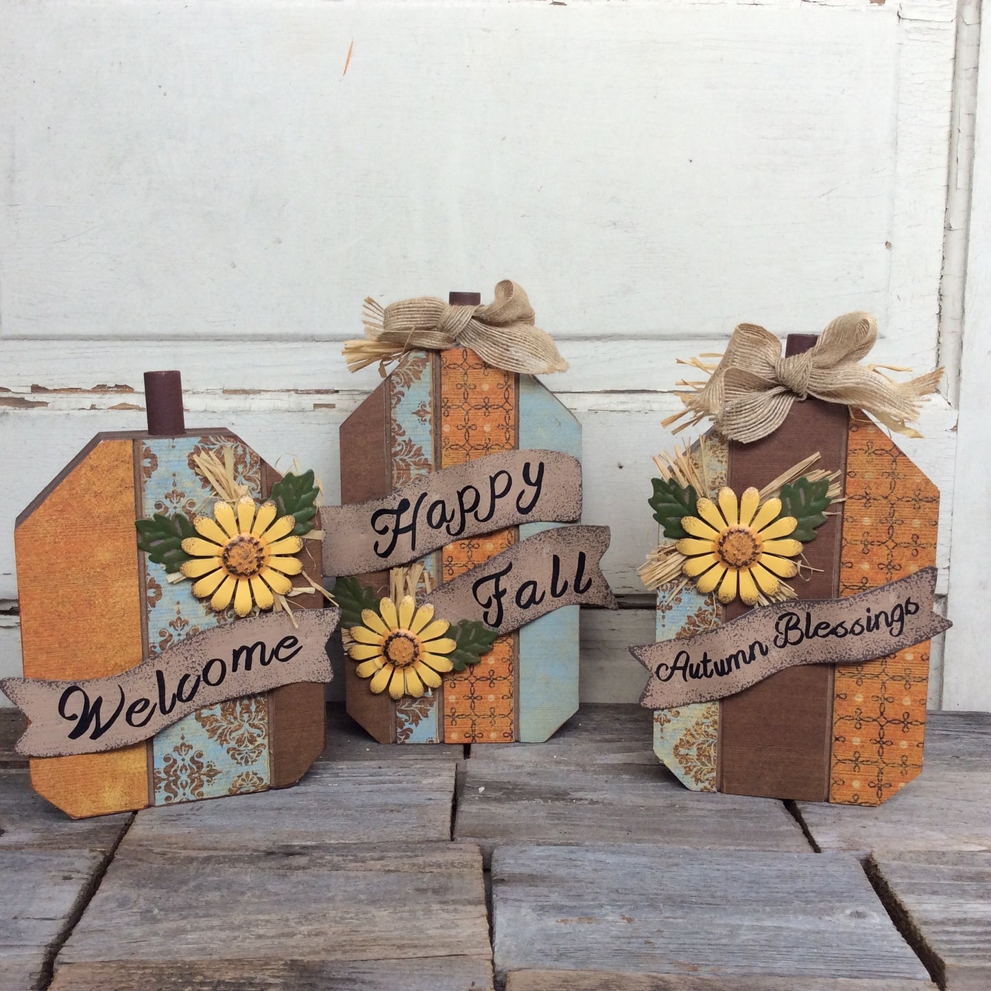 AGD Fall Decor - Welcome Pumpkins and Birds 4pc Bundle Set