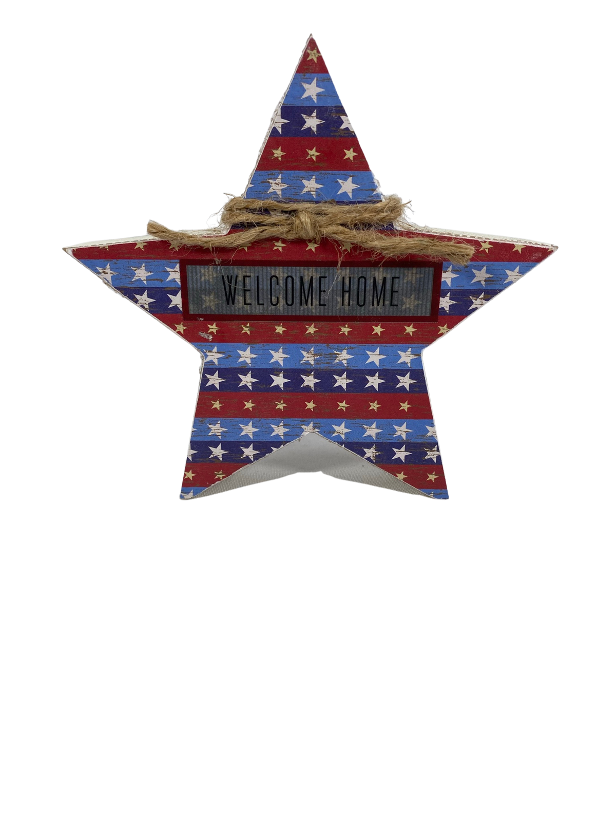 AGD Patriotic Decor - United Welcome Reversible Chunky Star Tiered Tray Sign