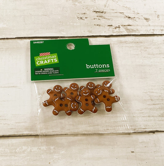 HL Christmas Craft Supply - Gingerbread Button Embellishments 7pc