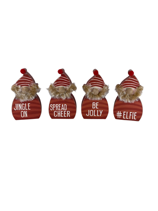 AGD Christmas Decor - #Elfie Cheer Jingle Jolly Gnome Elf Elves 4pc
