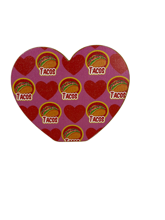 AGD Cinco De Mayo Decor - I Love Taco Double-Sided Chunky Heart Sitter