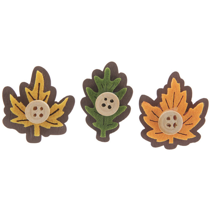 HL Fall Craft Supply -  Wood Felt Button Stickers 12pc