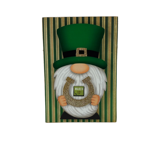 AGD St Patricks Decor- Chase Rainbows Gnome Reversible Block Sign