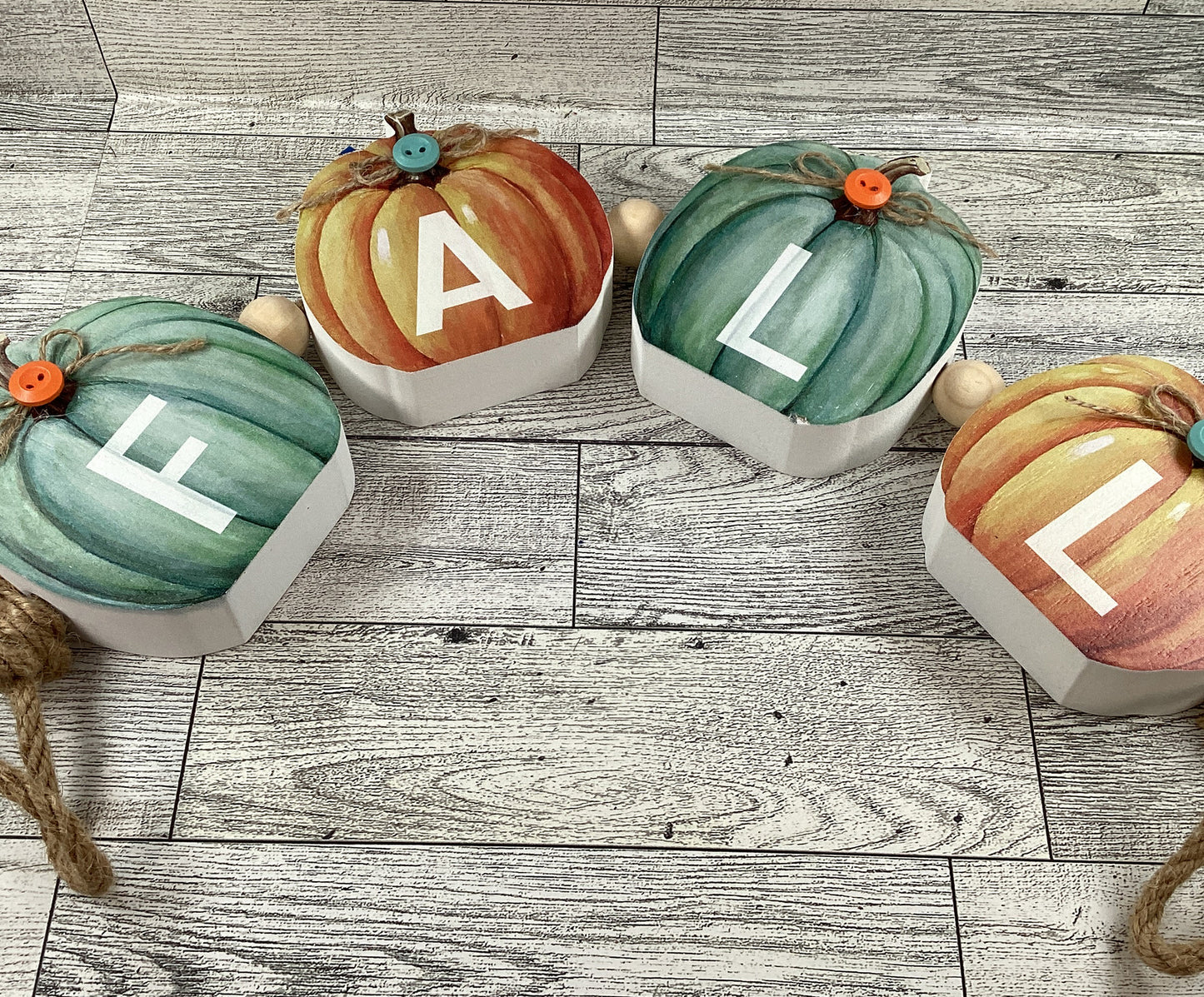 AGD Fall Decor - Chunky Wood Fall Pumpkins Hello Autumn 3pc