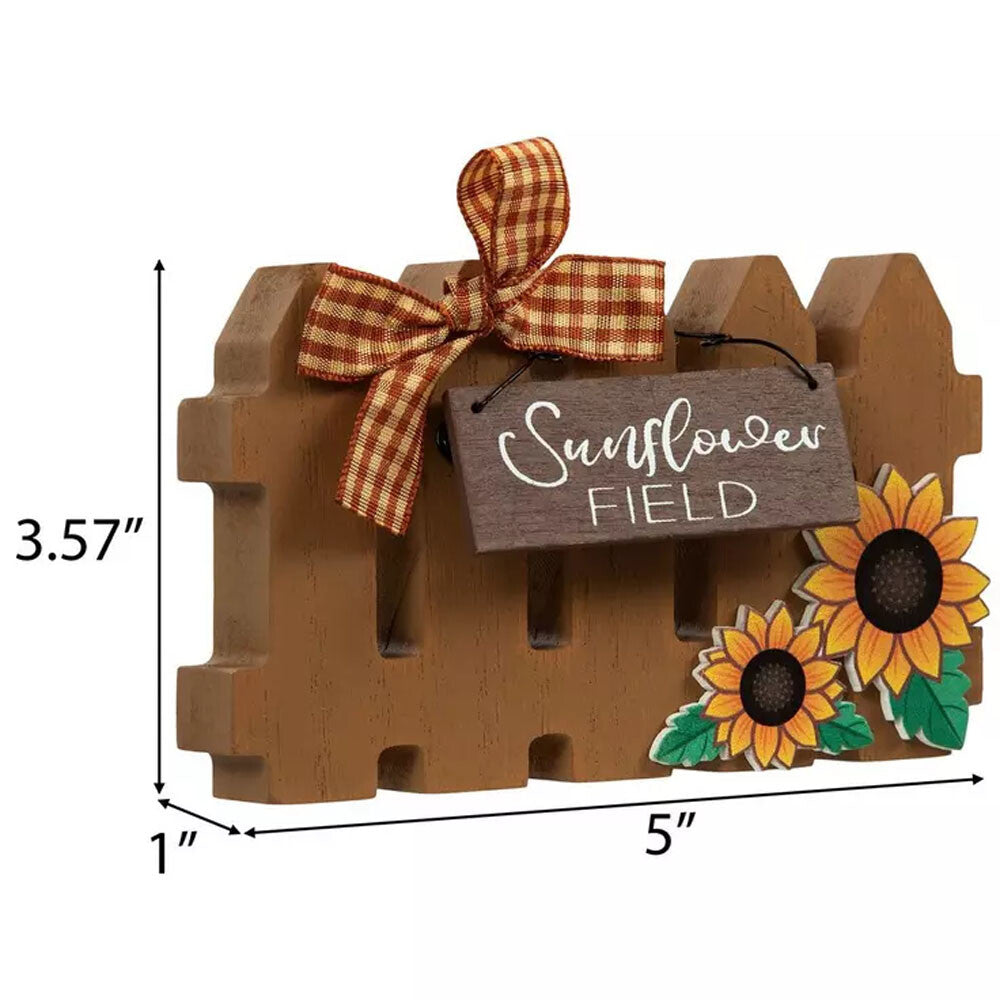 HL Fall Decor - Sunflower Chunky Wood Fence Tier Tray Decor