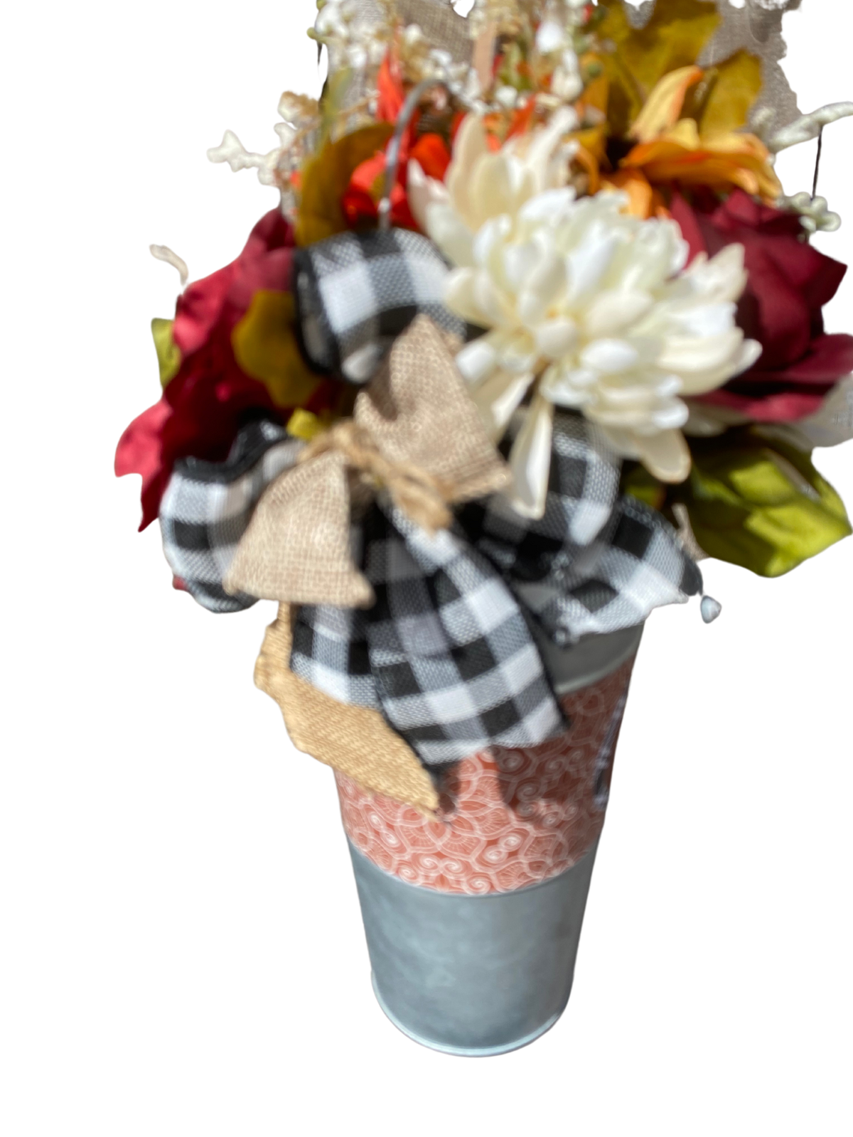 AGD Fall Decor  – Count Your Blessings Galvanized Metal Floral Centerpiece