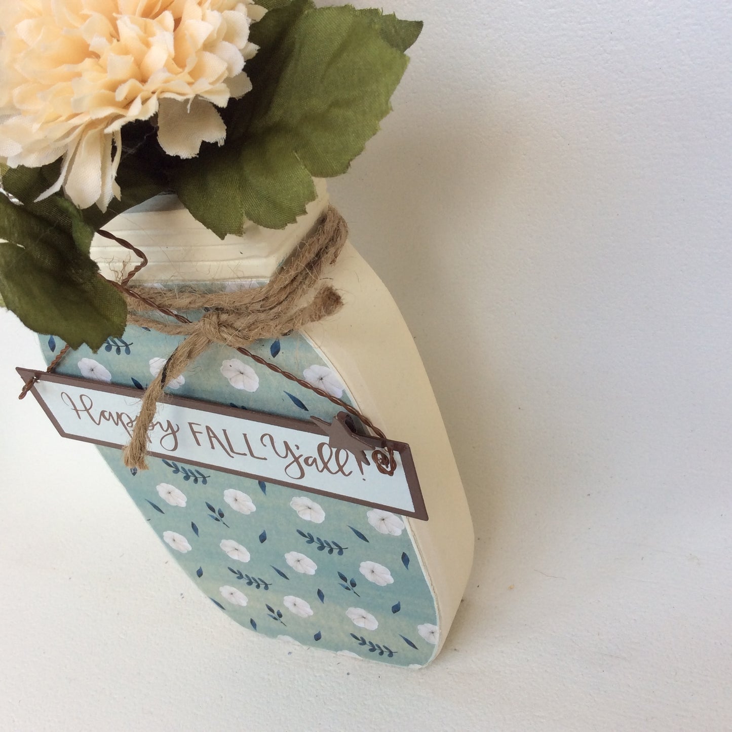 AGD Fall Decor -Happy Fall Y'all Floral Wood Mason Jar Display