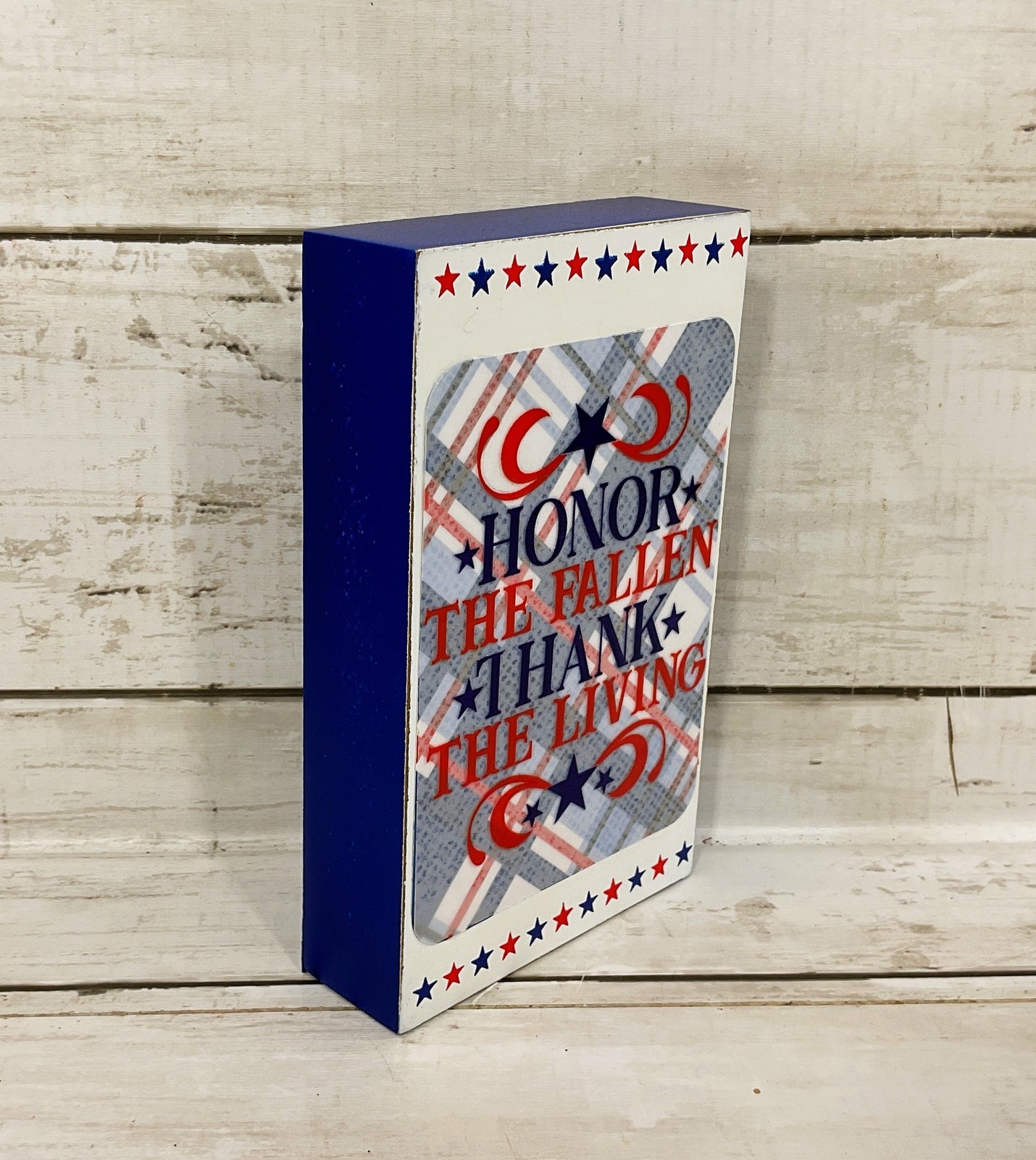 AGD Patriotic Decor - Memorial Veteran's Day Block Sign Decor