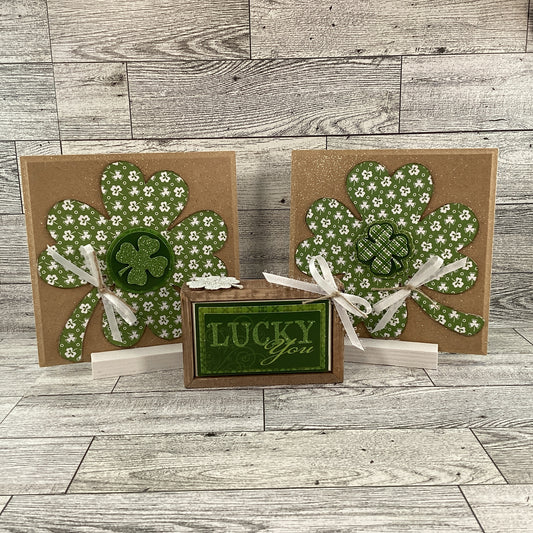 AGD St Patrick's Decor - Lucky You Irish Shamrock Clover Signs 3pc Set