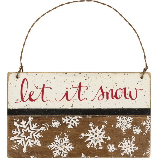 PBK Christmas Decor - Let It Snow Debossed Small Ornament Sign