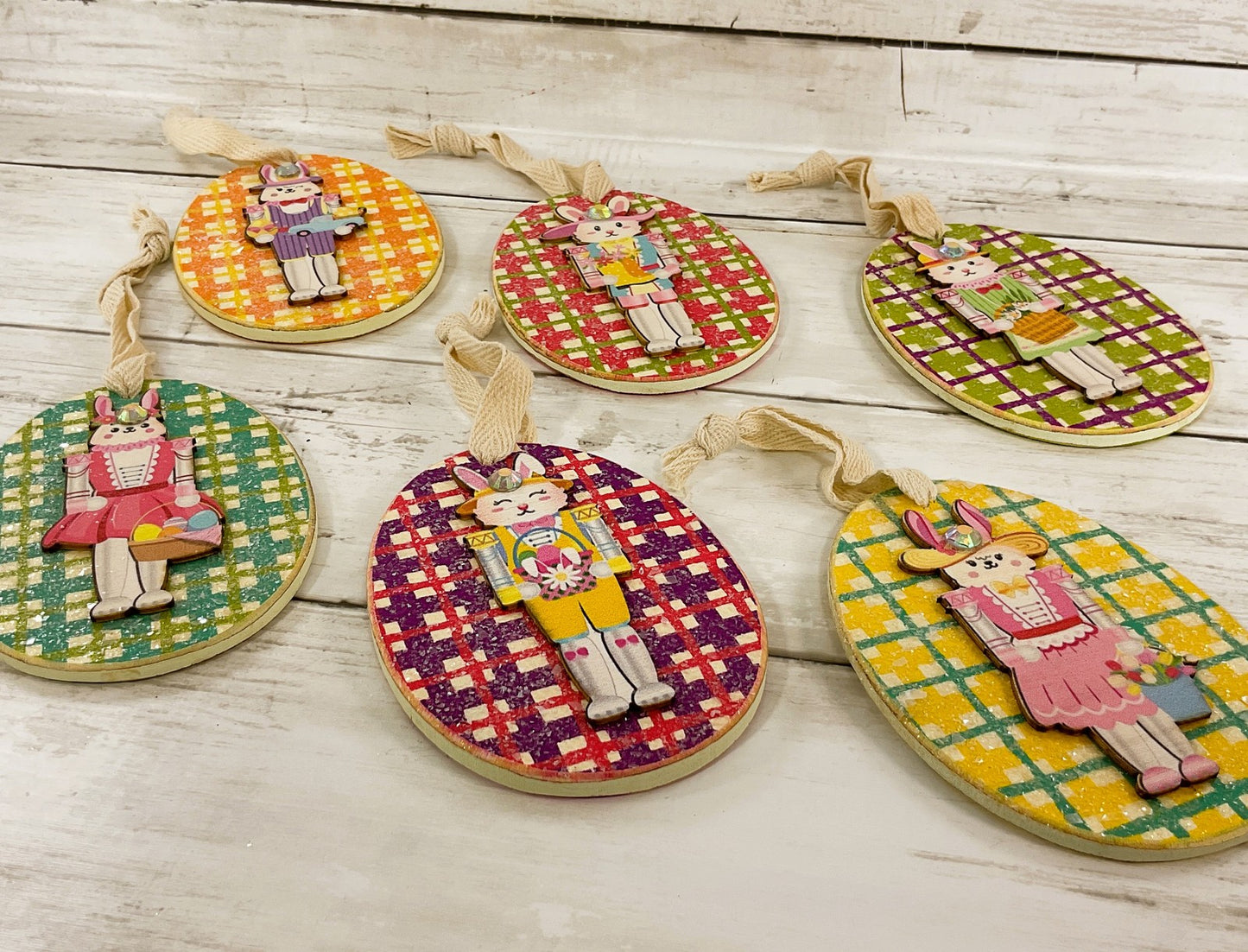 AGD Easter Decor - Spring Bunny Nutcrackers Ornaments 6pc Set