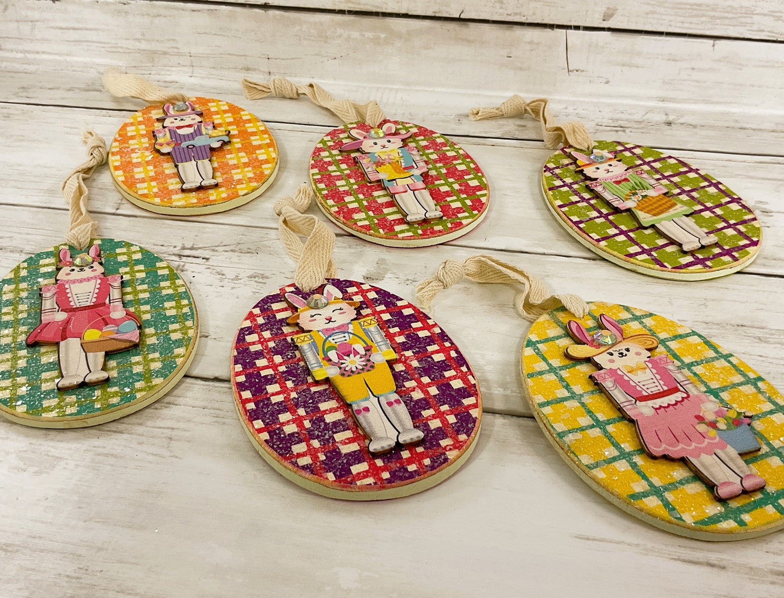 AGD Easter Decor - Spring Bunny Nutcrackers Ornaments 6pc Set