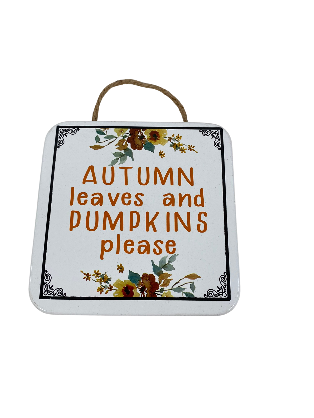 WM Fall Decor - Pumpkin Spice Autumn Leaves Small Metal Signs 2pc