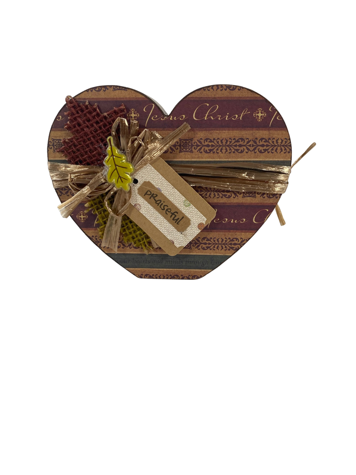 AGD Fall Decor - Give Thanks Praiseful Reversible Chunky Heart Sitter