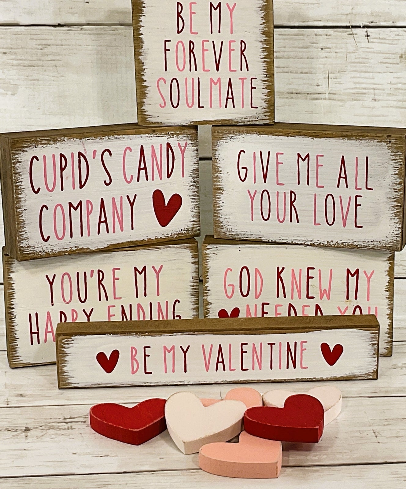 CP Valentines St Patricks Decor - Reversible Block Signs with Wood Charms