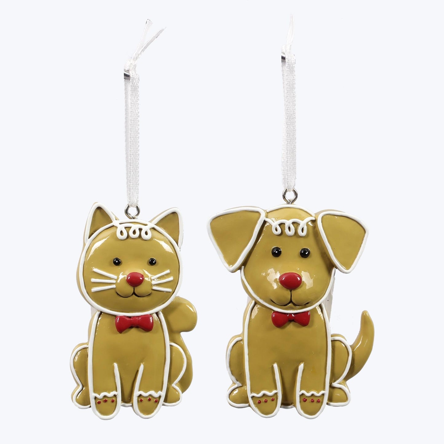 YI Christmas Decor - Dog Cat Gingerbread Ornaments 2pc