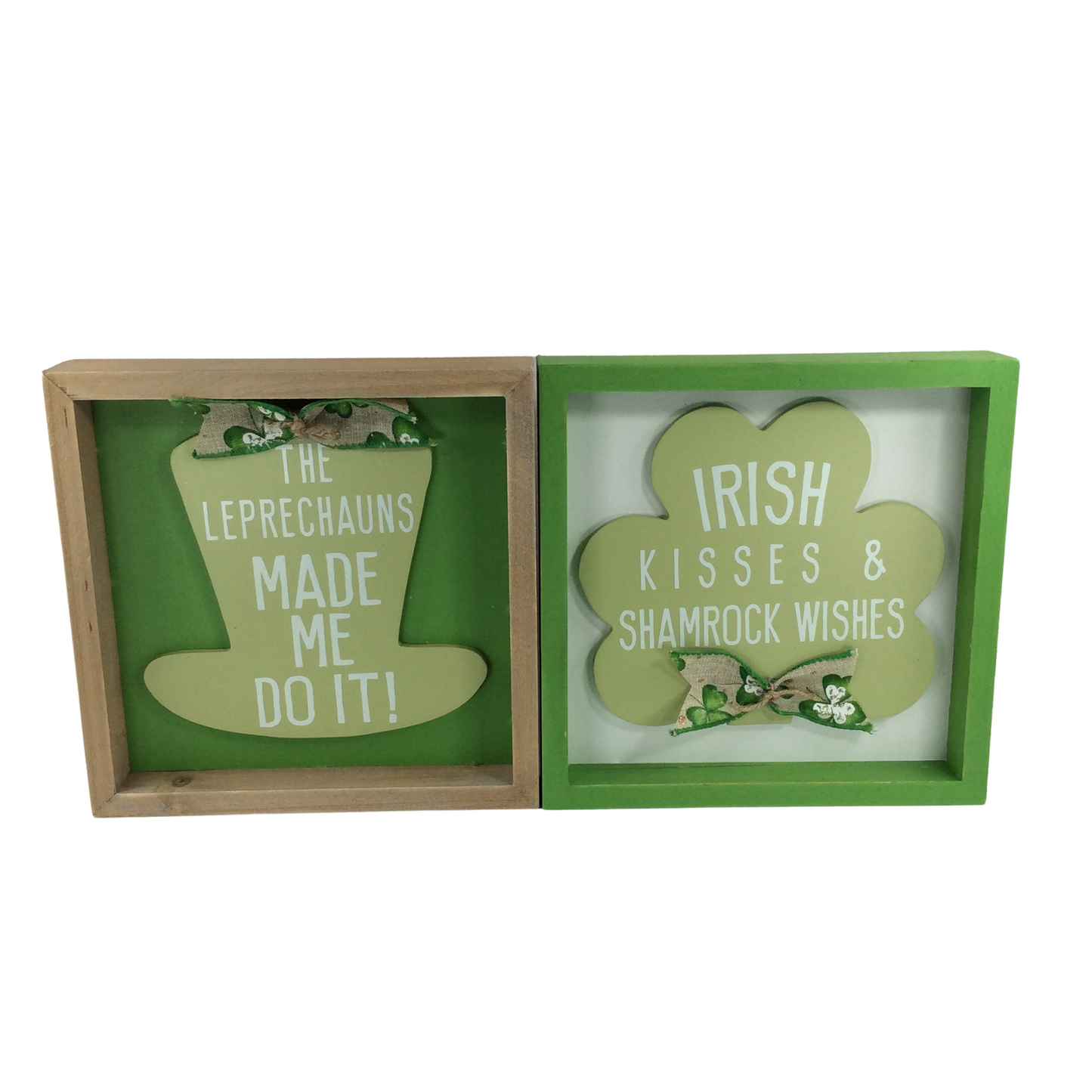 AGD St Patrick's Decor - Leprechaun and Irish Kisses Box Signs 2pc