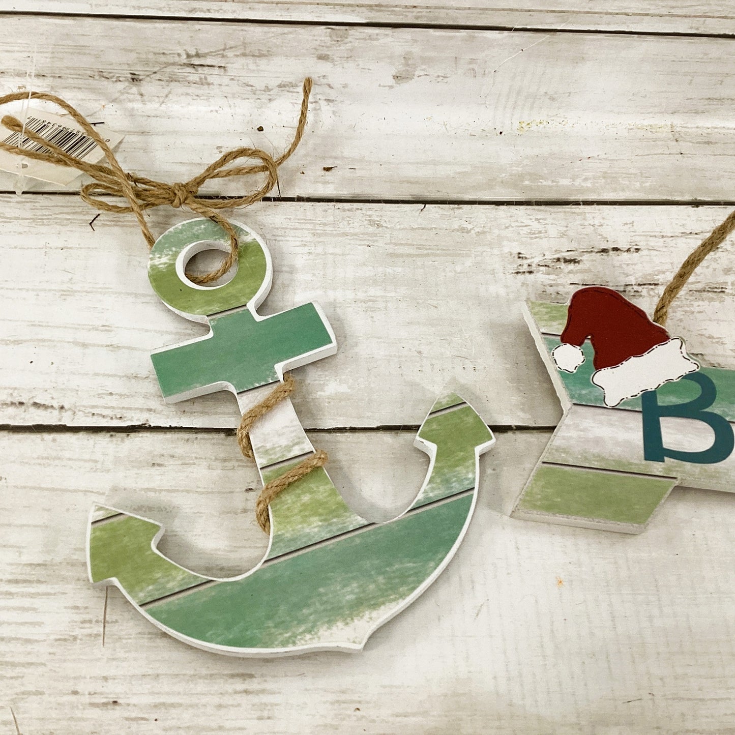 Youngs Christmas Decor - Santa Beach Anchor Ornaments 2pc Set