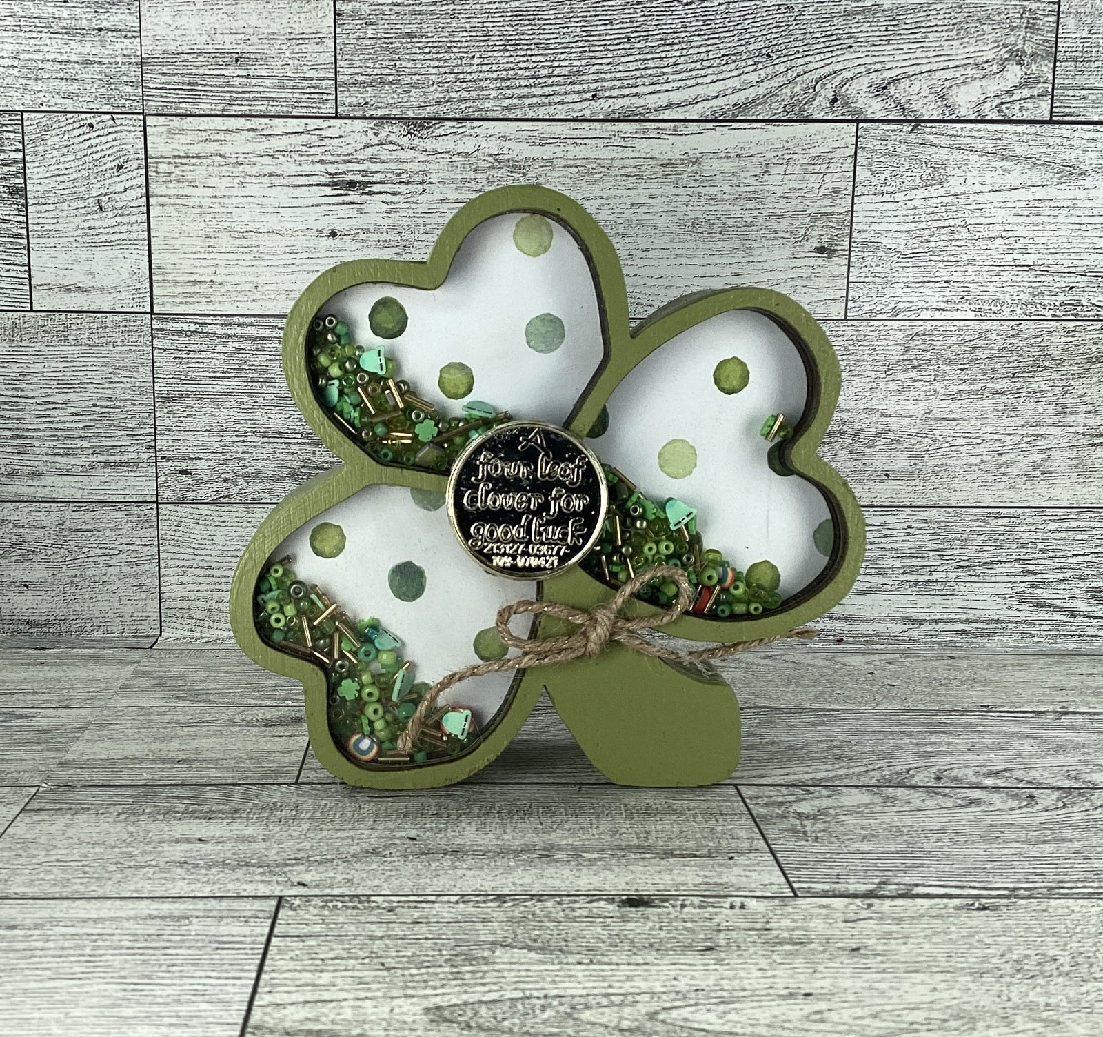 AGD  St Patrick Decor -  Irish Shamrock Chunky Wood Shaker Sitter
