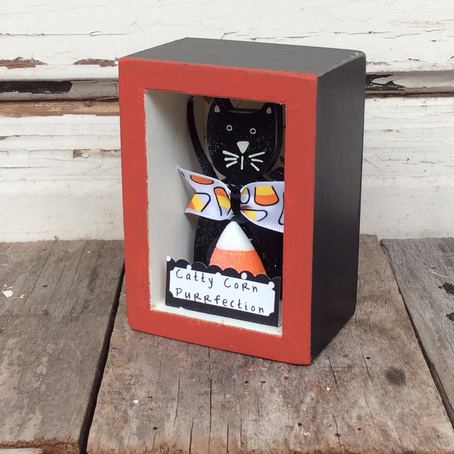 AGD Halloween Decor - Cat Catty Corn Purrfection Box Sign