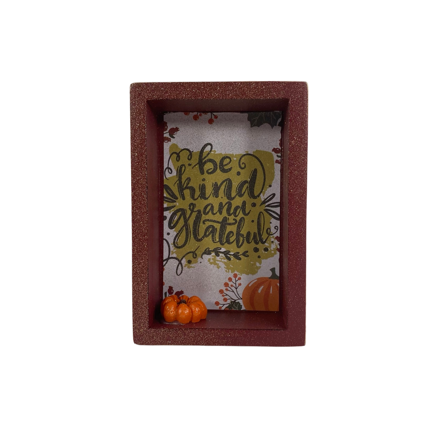 AGD Fall Decor - Hey There Pumpkin Kind Grateful Reversible Wood Box Sign