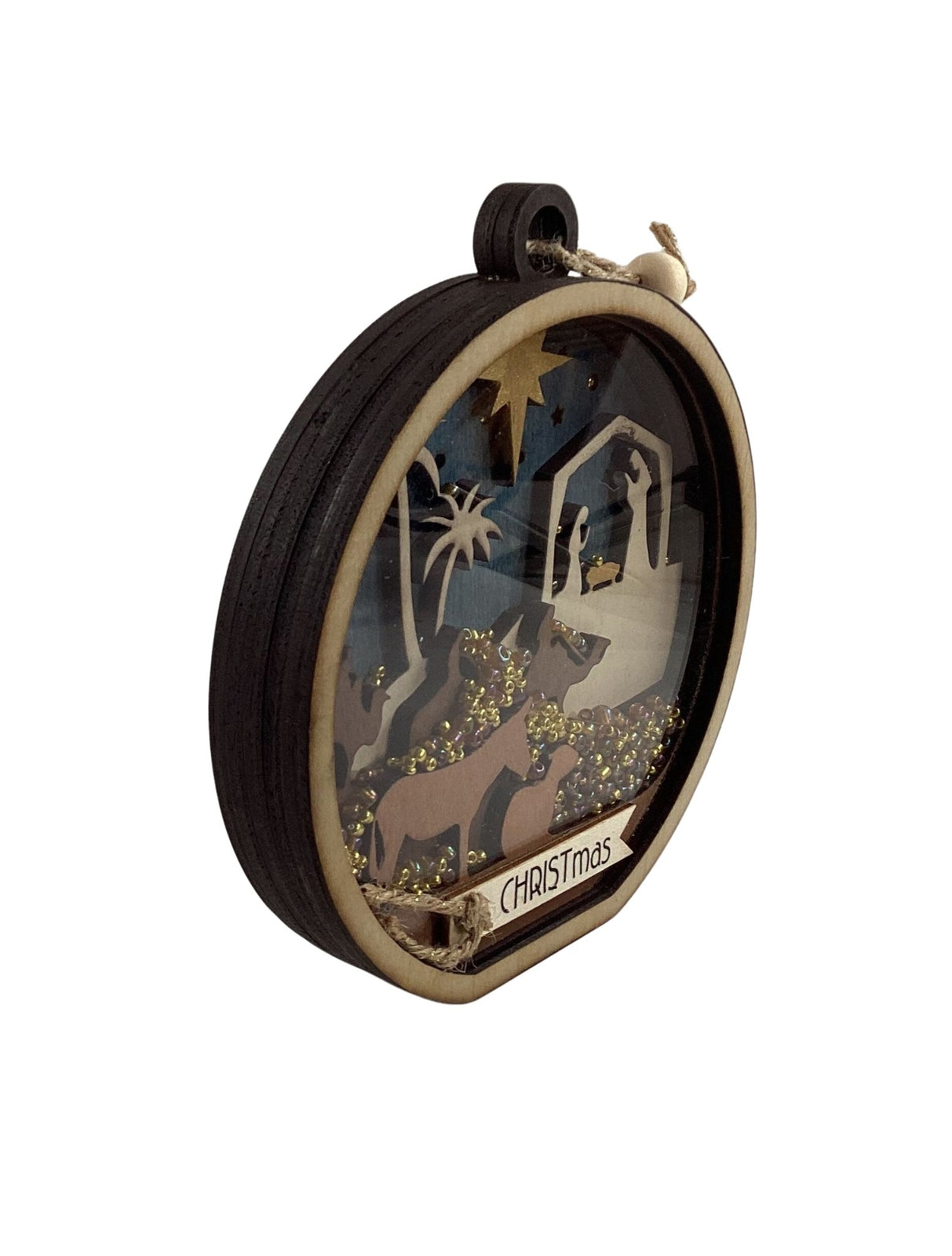 AGD Christmas Decor -  Nativity Layered Scene Chunky Wood Shaker