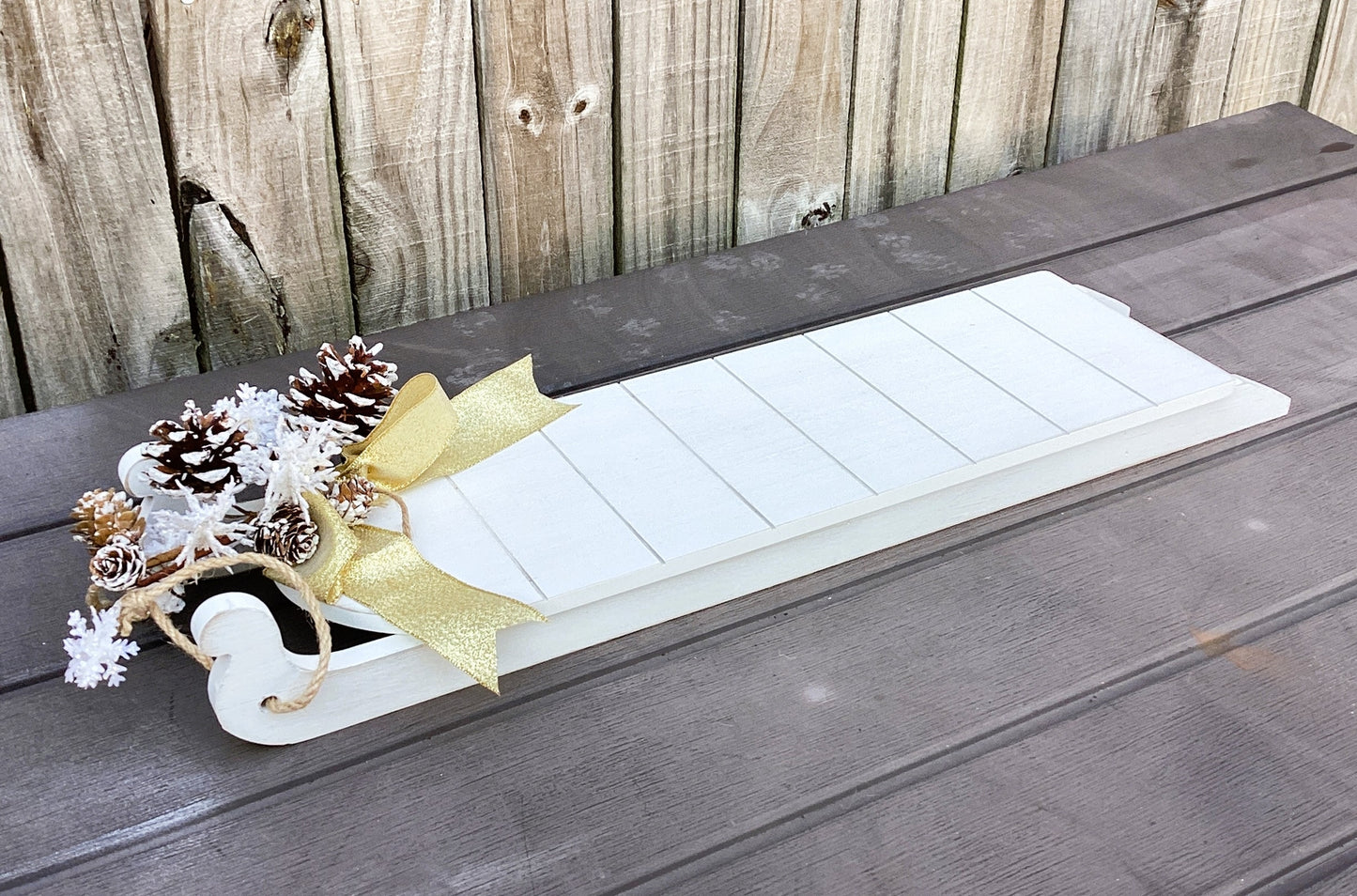 AGD Christmas Decor - Snowflakes on Sled Mantle Centerpiece 24inch