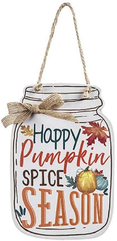 Darice Fall Decor - MDF Wood Mason Jar Happy Pumpkin Spice Small Sign