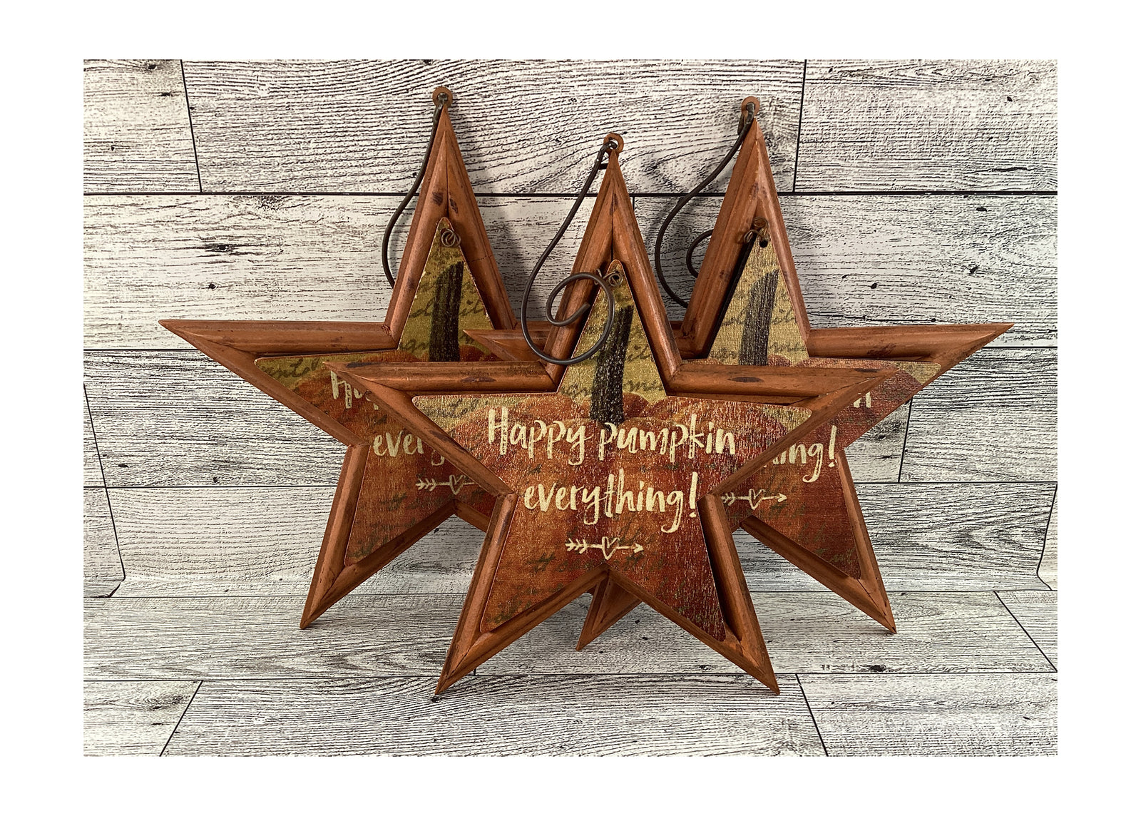 AGD Fall Decor - Happy Pumpkin Everything Prim Star Ornament 3pc