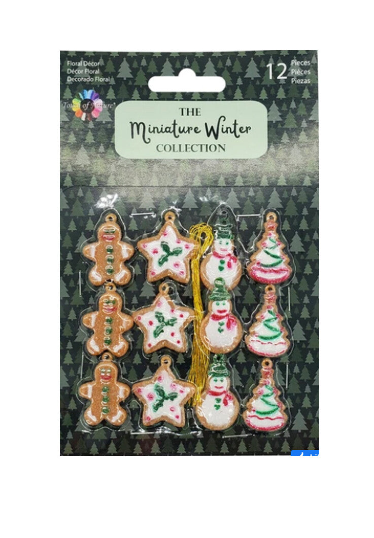 Kole Christmas Decor - Miniature Tree Gingerbread Ornaments 12pc Set