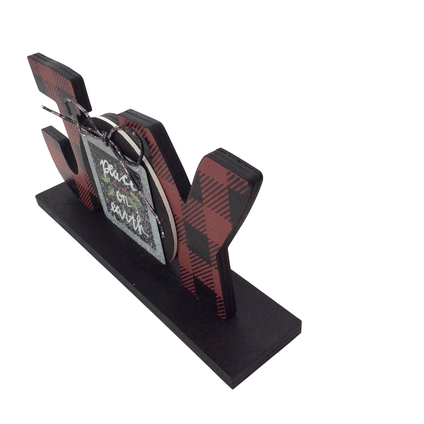 AGD Christmas Decor - Buffalo Check Plaid Joy Peace Tabletop Sign