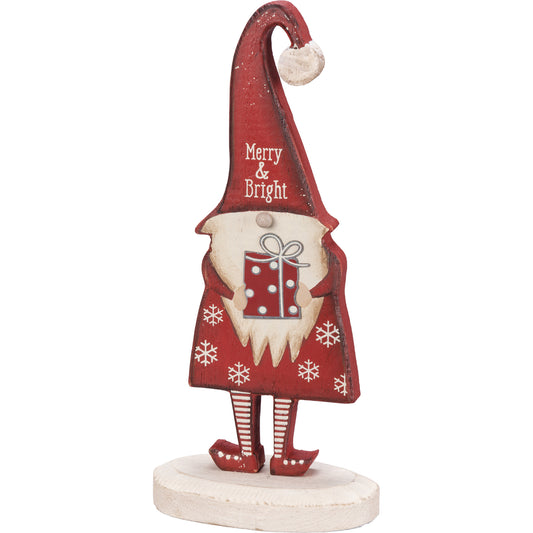 PBK Christmas Decor - Chunky Stand up Merry and Bright Gnome