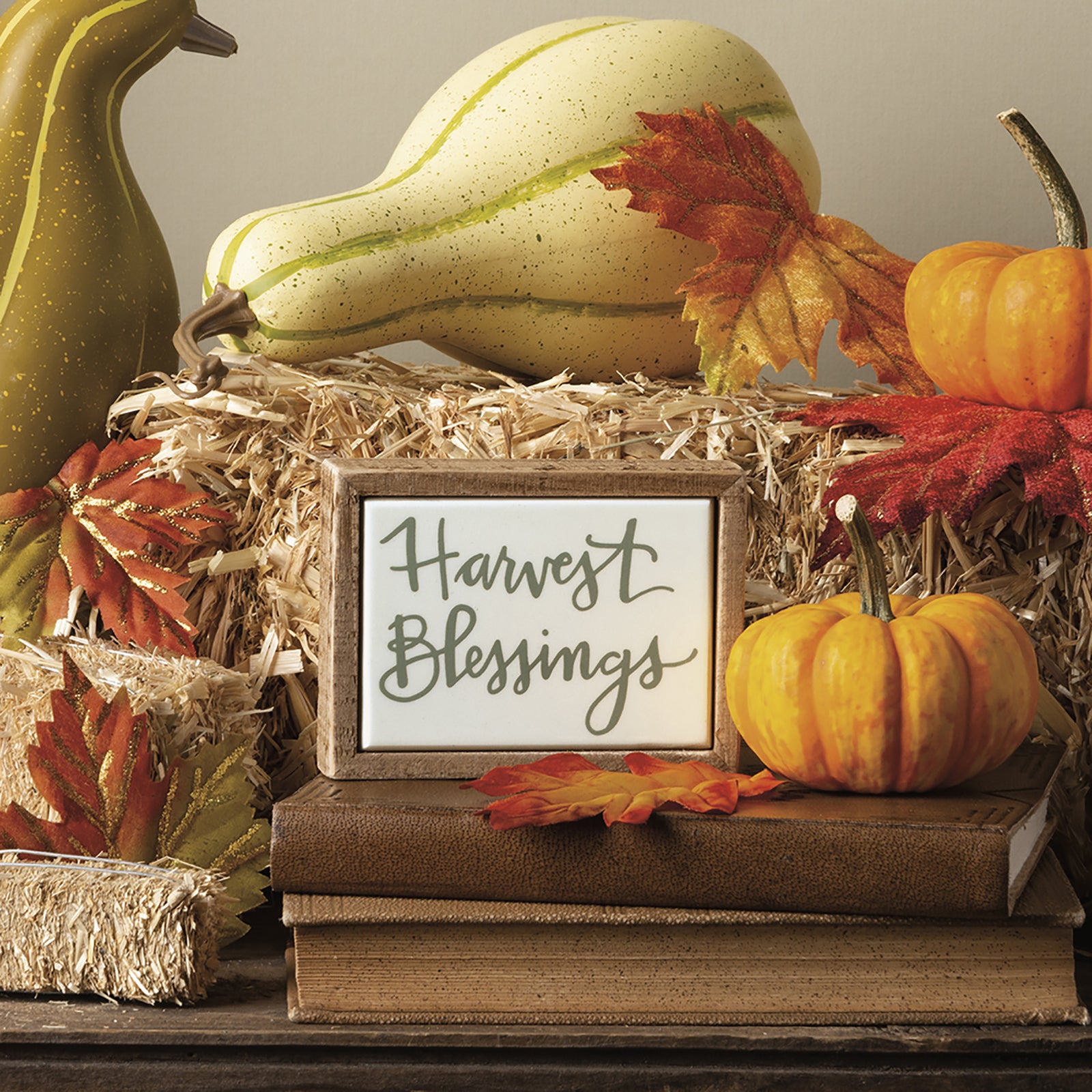 PBK Fall Decor - Harvest Blessings Mini Tier Tray Block Box Sign