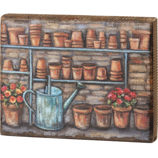 PBK Spring Home Decor - Plant Lady Clay Pot Garden Block Sign