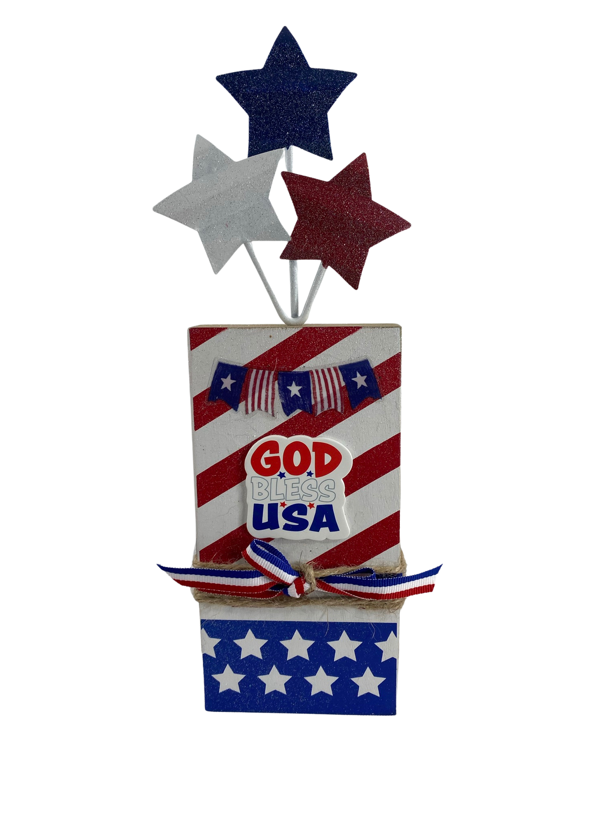 AGD Patriotic Decor -  Prim Chunky Wood Firecracker God Bless